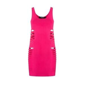 NWT Versace Runway Mini Dress IT 44 US 8 Pink Cut Out Stretch Jersey $2,025